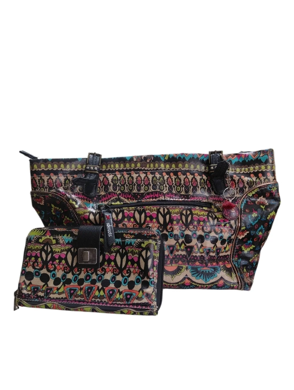 Sakroots Set Of Multicolor Boho Shoulder Bag and Matching Wallet